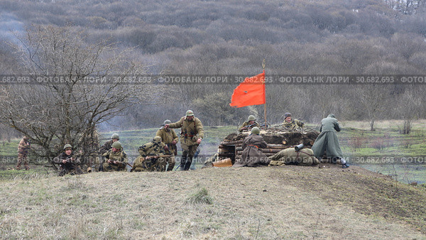 Фрагмент реконструкции "Битва за Кавказ" (г.Лермонтов) (2019 год). Стоковое фото, фотограф Валерий Шилов / Фотобанк Лори