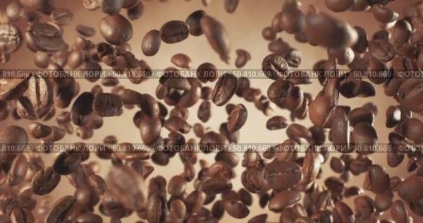 Fragrant coffee beans soar in the frame. Coffee beans shot on super slow motion camera 1000 fps. Стоковое видео, видеограф Андрей Армягов / Фотобанк Лори