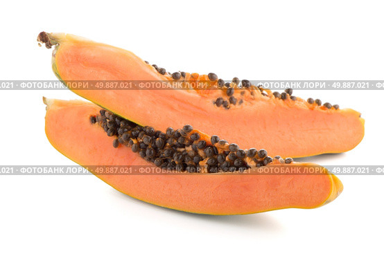 Fresh and tasty papaya on white background. Стоковое фото, агентство Ingram Publishing / Фотобанк Лори