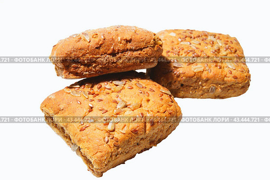 Fresh rye Swedish buns isolated on a white background. Стоковое фото, фотограф Ярославский Максим / Фотобанк Лори