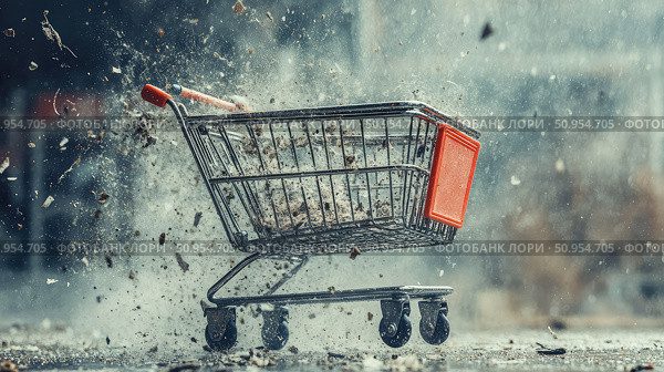 friction disintegrating shopping cart ai generated. Стоковое AI-изображение, AI-художник Vectorwin / Фотобанк Лори