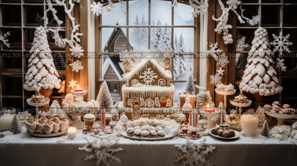 fudge holiday dessert table ai generated. Стоковое AI-изображение, AI-художник Vectorwin / Фотобанк Лори