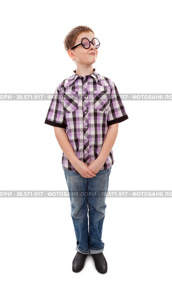 Fun teenage boy in glasses. Стоковое фото, фотограф Станислав Типляшин / Фотобанк Лори