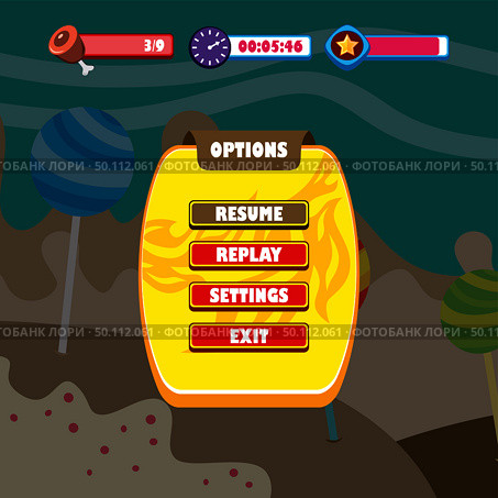 game ui menu application mobile app vector art. game ui menu application mobile app. Стоковая иллюстрация, агентство Ingram Publishing / Фотобанк Лори