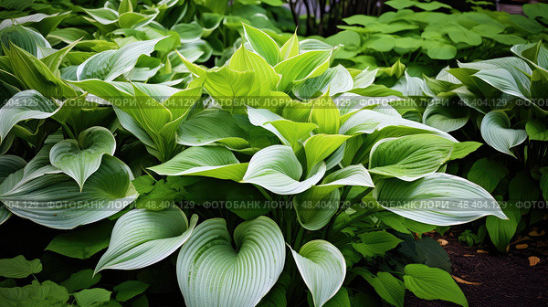 garden hosta plant ai generated. Стоковое AI-изображение, AI-художник Vectorwin / Фотобанк Лори