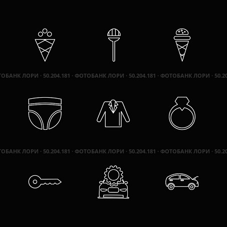 garments ,cloths , wear , dress , pants , jeans , boxer , shirts , tshirts,  top , skirts ,tags , discount  ,icon, vector, design,  flat,  collection, style, creative,  icons. Стоковая иллюстрация, агентство Ingram Publishing / Фотобанк Лори