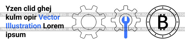 Gears, wrench, and Bitcoin symbol highlight technology, repair, finance, and cryptocurrency. Ideal for tech tutorials, finance blogs, repair services, cryptocurrency articles, and blockchain Landing. Abstract Gears, Wrench, and Bitcoin Graphic Representing Technology and Cryptocurrency. Стоковая иллюстрация, агентство Ingram Publishing / Фотобанк Лори