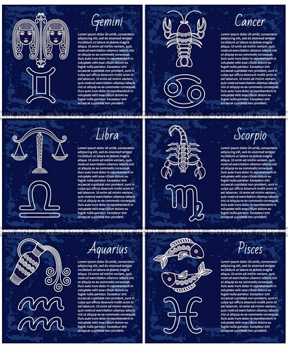 Gemini and Cancer, Libra and Scorpio, Aquarius and Pisces astrology zodiac horoscope signs hand drawn linear icons with text. Vector illustration of constellation emblems, fortune icons and text. Gemini Cancer, Libra and Scorpio, Aquarius Pisces. Стоковая иллюстрация, агентство Ingram Publishing / Фотобанк Лори