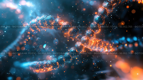 genome spiraling molecule ai generated. Стоковое AI-изображение, AI-художник Vectorwin / Фотобанк Лори