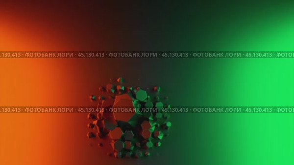Geometric shape exploding in slow motion on gradient background. Стоковое видео, видеограф Данил Руденко / Фотобанк Лори