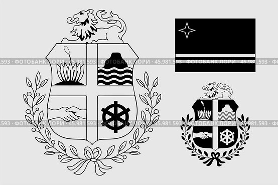 Герб и флаг Арубы. Гравировка. The coat of arms of Aruba. Flag. Engraving print. Редакционная иллюстрация, иллюстратор Гербы Флаги / Фотобанк Лори