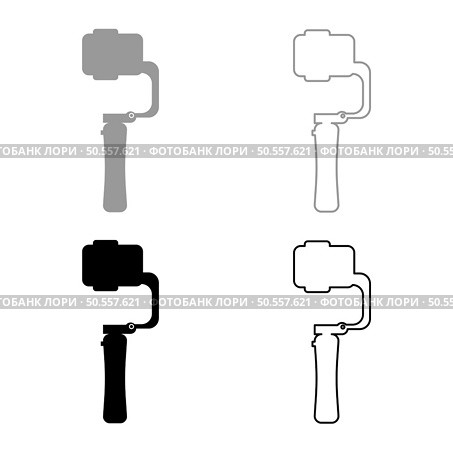 Gimbal mobile stabilizer for smartphone camera cell phone steady cam set icon grey black color vector illustration image simple solid fill outline contour line thin flat style. Gimbal mobile stabilizer for smartphone camera cell phone steady cam set icon grey black color vector illustration image solid fill outline contour line thin flat style. Стоковая иллюстрация, агентство Ingram Publishing / Фотобанк Лори
