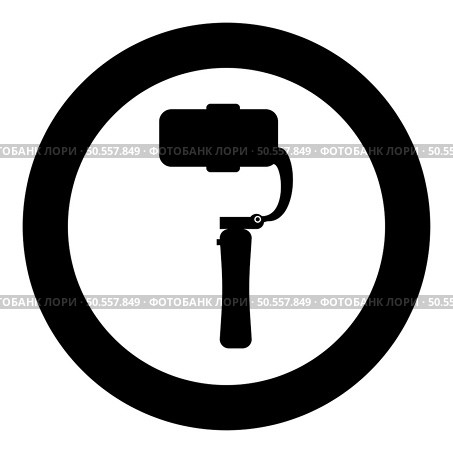 Gimbal mobile stabilizer for smartphone camera cell phone steady cam icon in circle round black color vector illustration image solid outline style simple. Gimbal mobile stabilizer for smartphone camera cell phone steady cam icon in circle round black color vector illustration image solid outline style. Стоковая иллюстрация, агентство Ingram Publishing / Фотобанк Лори