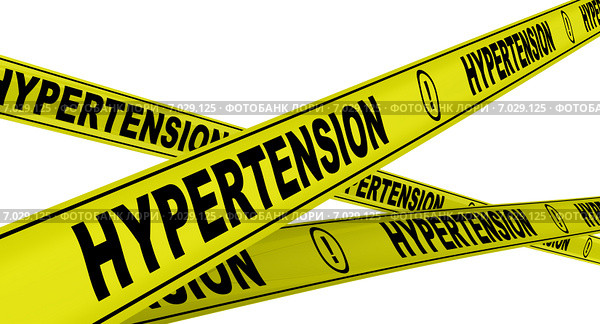 Гипертония (hypertension). Желтая оградительная лента. Стоковая иллюстрация, иллюстратор WalDeMarus / Фотобанк Лори