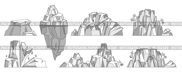 Glaciers vector illustration. Antarctic floes and glacial peaks symbolize purity Earths cold heart Glaciers, silent giants, bear witness to eternal dance nature Icy mountains and glaciers create. Glaciers. Glaciers metaphorically mirror ebb and flow natural world. Стоковая иллюстрация, агентство Ingram Publishing / Фотобанк Лори