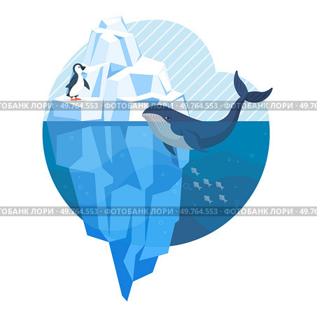 Glaciers vector illustration. Snow-covered mountains and glaciers form enchanting wintry vista The cold majesty icy bergs speaks to heart polar isolation Glacial ecosystems thrive in harshest climates. Glaciers. Frozen floes, drifting silently, tell tales polar adventures untold. Стоковая иллюстрация, агентство Ingram Publishing / Фотобанк Лори