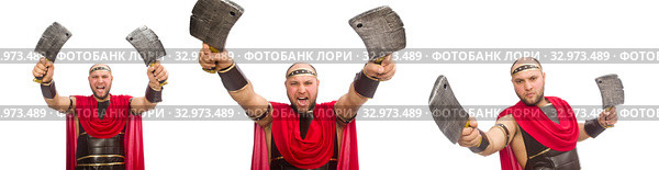 Gladiator isolated on white background. Стоковое фото, фотограф Elnur / Фотобанк Лори