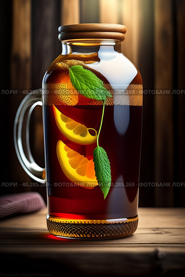 Glass of lemon limonade. Стоковая иллюстрация, иллюстратор Марина Володько / Фотобанк Лори