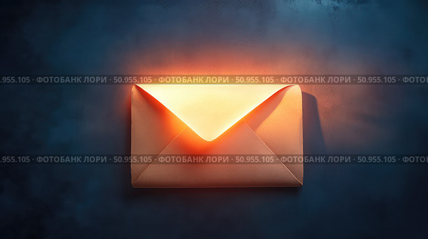 glow lighting up envelope ai generated. Стоковое AI-изображение, AI-художник Vectorwin / Фотобанк Лори