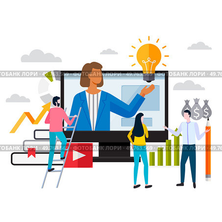 Goals and objectives, sales growth and successful teamwork. Business motivation. Finance target. Solution searching with new idea , creative plan, business training with team leader in computer. Goals and objectives, growth and successful teamwork. Business training with team leader in computer. Стоковая иллюстрация, агентство Ingram Publishing / Фотобанк Лори