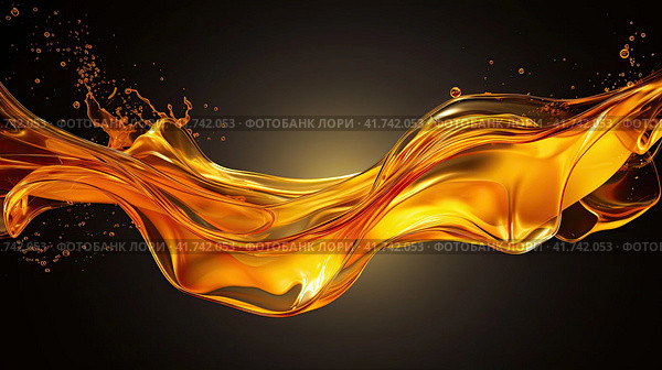 Golden honey wave on a dark background. Generated by AI. Стоковое AI-изображение, AI-художник Ярославский Максим / Фотобанк Лори