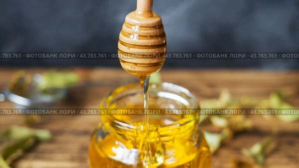Golden liquid honey. Fresh honey collected on the grass. Стоковое фото, фотограф Глущенко Елена / Фотобанк Лори