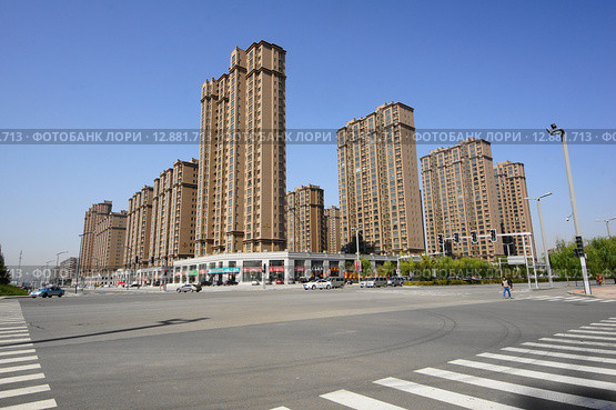 Город Датун (Китай). Жилой квартал небоскребов (2015 год). Редакционное фото, фотограф Konstantin Kartashov / Фотобанк Лори