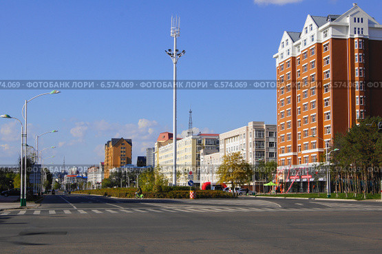 Город Хэйхэ (Китай). Улица Дянье (2014 год). Редакционное фото, фотограф Konstantin Kartashov / Фотобанк Лори