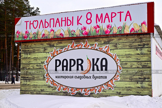 Город Заводоуковск. Киоск "Паприка" на автобусной остановке "Механизаторов", улица Шоссейная. Редакционное фото, фотограф Александр Тараканов / Фотобанк Лори