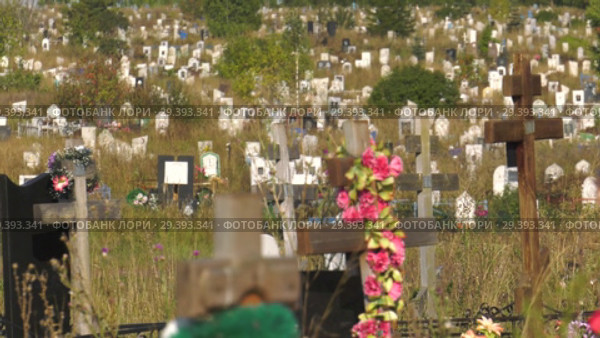 Городское кладбище. City cemetery. Muslim and Orthodox parts. (2018 год). Стоковое видео, видеограф Евгений Романов / Фотобанк Лори