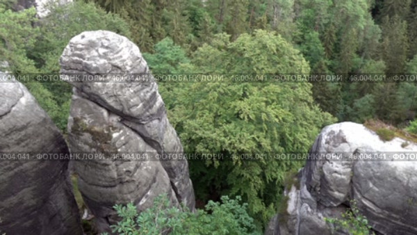 Горы Саксонской  Швейцарии. Вид с моста Бастай. Германия. Лето. Mountains of Saxon Switzerland. View from the Bastei Bridge. Germany. Summer. Редакционное видео, видеограф Горшков Александр / Фотобанк Лори