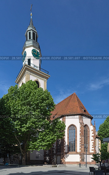 Госпитальная церковь в Штутгарте, Германия (2018 год). Стоковое фото, фотограф Михаил Марковский / Фотобанк Лори