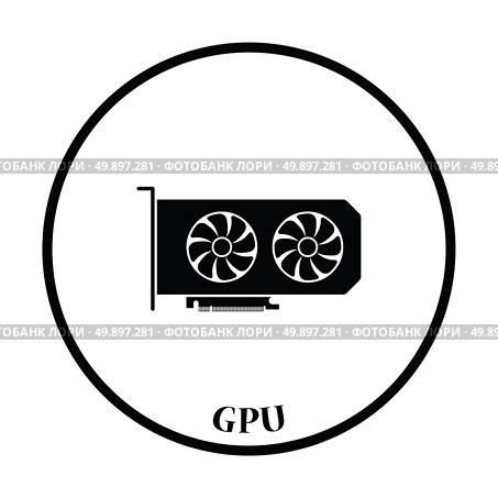 GPU icon. Flat color design. Vector illustration. Thin circle design. Vector illustration. Стоковая иллюстрация, агентство Ingram Publishing / Фотобанк Лори