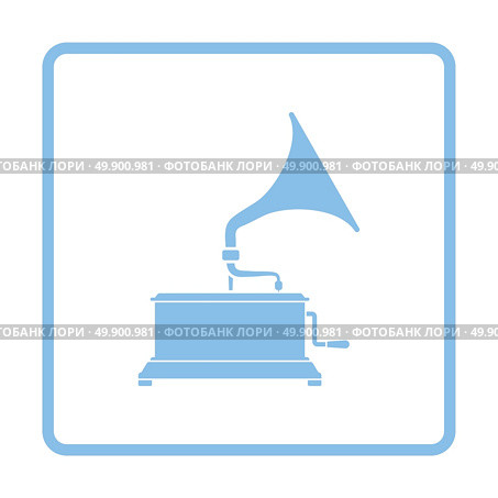 Gramophone icon. Blue frame design. Vector illustration. Стоковая иллюстрация, агентство Ingram Publishing / Фотобанк Лори