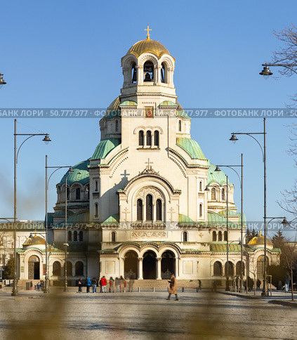 Grand Orthodox Cathedral of St. Alexander Nevsky in Sofia historic center. Стоковое фото, фотограф Яков Филимонов / Фотобанк Лори