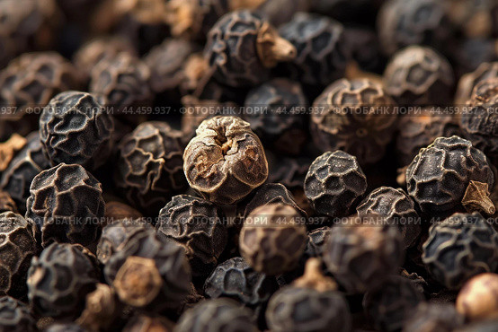 Granular Black pepper closeup. Generate Ai. Стоковое AI-изображение, AI-художник Иван Рябоконь / Фотобанк Лори