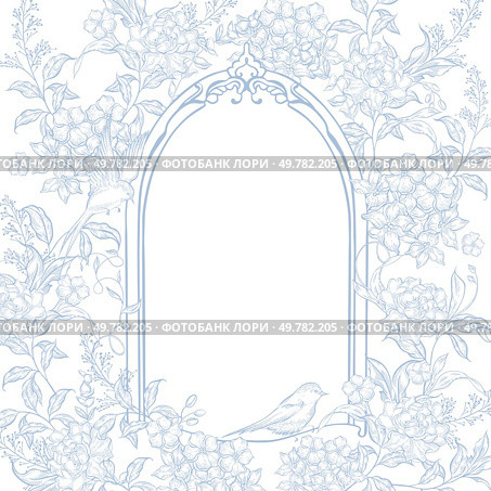 Graphic wedding card with flowers and birds. Illustration. Graphic wedding card with flowers and birds. Стоковое фото, агентство Ingram Publishing / Фотобанк Лори