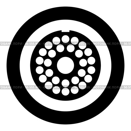 Grate for meat grinder plate mincer device for growing shallow of meat lattice sieve icon in circle round black color vector illustration image solid outline style simple. Grate for meat grinder plate mincer device for growing shallow of meat lattice sieve icon in circle round black color vector illustration image solid outline style. Стоковая иллюстрация, агентство Ingram Publishing / Фотобанк Лори