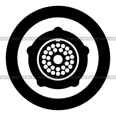 Grate for meat grinder plate mincer device for growing shallow of meat lattice with nut screw female screw pawl stop latch holder icon in circle round black color vector illustration image solid outline style simple. Grate for meat grinder plate mincer device for growing shallow of meat lattice with nut screw female screw pawl stop latch holder icon in circle round black color vector illustration image solid outline style. Стоковая иллюстрация, агентство Ingram Publishing / Фотобанк Лори