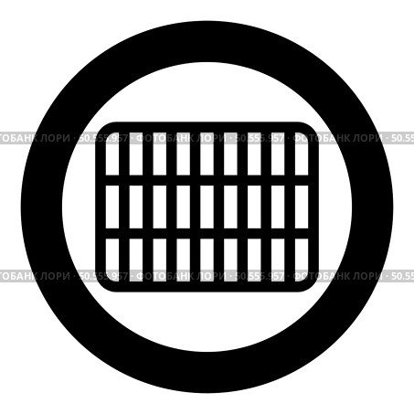Grating grate lattice trellis net mesh BBQ grill grilling surface rectangle shape roundness icon in circle round black color vector illustration image solid outline style simple. Grating grate lattice trellis net mesh BBQ grill grilling surface rectangle shape roundness icon in circle round black color vector illustration image solid outline style. Стоковая иллюстрация, агентство Ingram Publishing / Фотобанк Лори