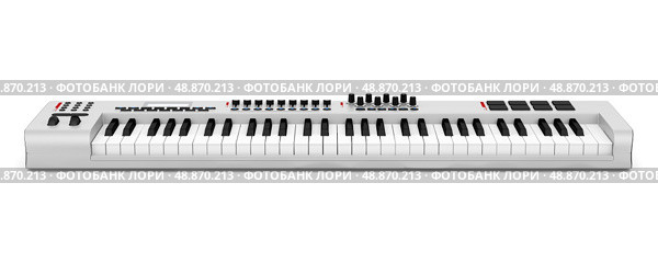 gray synthesizer isolated on white background. Стоковое фото, агентство Ingram Publishing / Фотобанк Лори