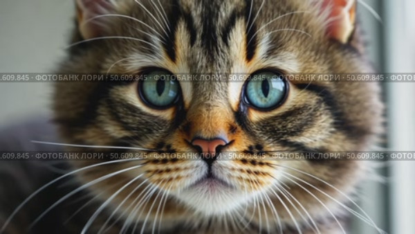 Gray tabby fluffy cat with. Стоковое AI-видео, аниматор Sergey Grishin / Фотобанк Лори