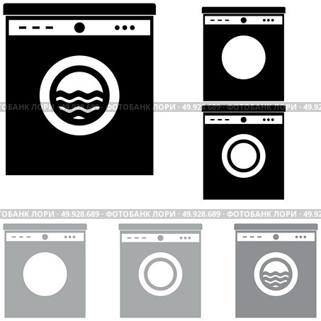 Grey and black washer on the white background.. Grey and black washer on the white background this is set icons. Стоковая иллюстрация, агентство Ingram Publishing / Фотобанк Лори