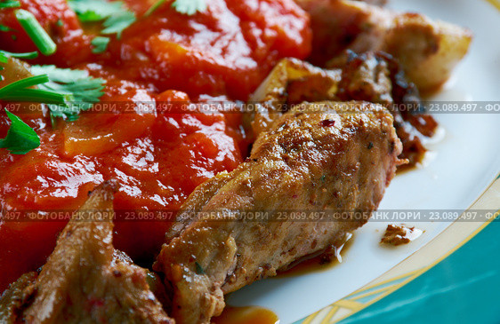 grilled meat with chili sauce. Стоковое фото, фотограф Александр Fanfo / Фотобанк Лори
