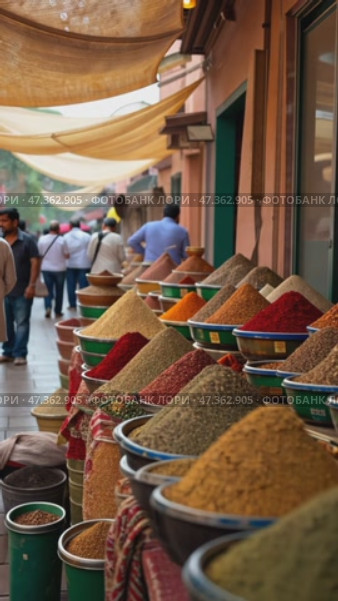 Group of people are standing in front of a spice stand. Стоковое AI-видео, аниматор Sergey Grishin / Фотобанк Лори