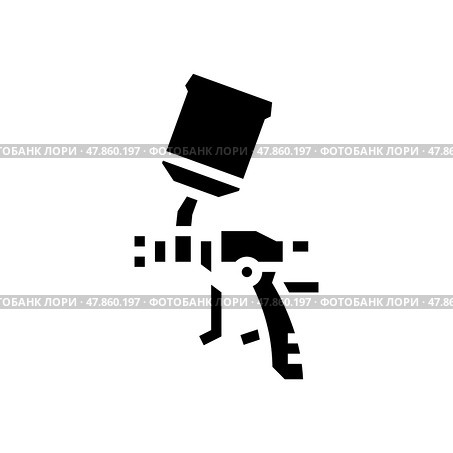 gun for painting from air compressor glyph icon vector illustration. Стоковая иллюстрация, иллюстратор Vectorwin / Фотобанк Лори