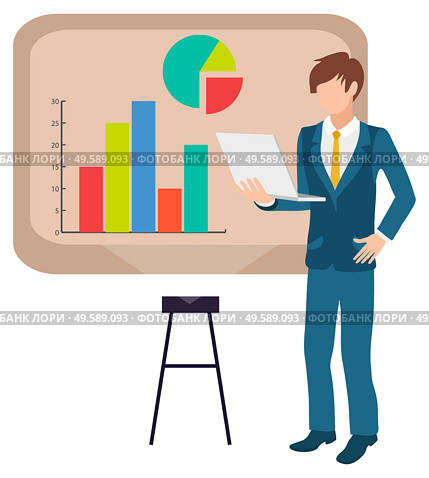 Guy and investment trades, solution to rich benefit. Male analyzing financial graphs and charts on online screen. Vector join to our team poster, empty chair. Guy and Investment Trades Solution to Rich Benefit. Стоковая иллюстрация, агентство Ingram Publishing / Фотобанк Лори