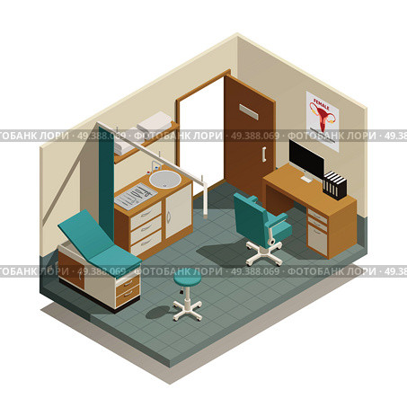 Gynecology cabinet with various tools for examination isometric composition on white background 3d vector illustration. Gynecology Isometric Composition. Стоковая иллюстрация, агентство Ingram Publishing / Фотобанк Лори