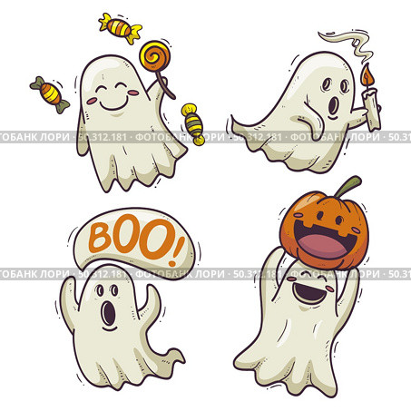 halloween ghost set. Стоковая иллюстрация, агентство Ingram Publishing / Фотобанк Лори
