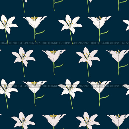 Hand drawn Lilly flower seamless pattern background. Vector Illustration EPS10. Hand drawn Lilly flower seamless pattern background. Vector Illustration. Стоковая иллюстрация, агентство Ingram Publishing / Фотобанк Лори